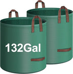 2-Pack 132 Gallons Leaf Bags, Reusable Yard Waste Bags, Heavy Duty Lawn Bags with 4 Handles for Garden Leaves and Waste Collection, Lightweight Portable Yard Trash Bag
