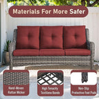 Wicker Outdoor Conversation Se with 50,000 BTU Gas Propane Fire Pit Tablet-6 Pieces Outdoor Wicker High Back Couch Patio Furniture for Deck Poolside Backyard