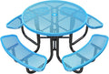 47'' Heavy-Duty Metal Picnic Tables with Umbrella Hole, Outdoor Steel Heavy Duty Commercial Grade Black Table, Outdoor Bench Set for Lawn, Patio, Park, Yard, Garden, Porch (Set C, Round)