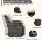 Outdoor Swivel Rocker Patio Chair with Matching Side Table - 360 Degree Patio Swivel Glider Chair with 3.5" Olefin Cushions(Mixed Grey/Beige)
