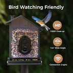 TT Nature Upgrade Squirrel-Proof Bird Feeder with Camera, Solar Powered, Smart AI Bird Species Recognition, Instant Notification, CCPA Data Security, Bamboo 3.2L Large Capacity, Ideal Gift