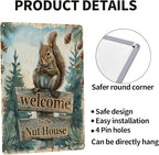 Funny Squirrels Signs Welcome To The Nut House Squirrels Stuff For Indoor Outdoor Decor 12x8 Inches (Green)