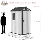 3.4x5.3 FT Resin Outdoor Storage Shed, 125 Cuft Garden Tool Sheds & Outdoor Storage Plastic Shed with Floor, 7FT Tall Backyard Outside Lawn Mower Storage Shed with Side Window, Cemented Grey