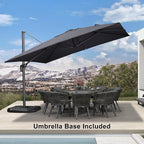 PURPLE LEAF 11.5' X 11.5' Telescopic Patio Umbrella with Base Included Lifting Cantilever Offset Square Large Umbrella for Pool Outdoor Patio Deck Garden Grey