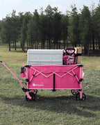 Gonex 38''L Collapsible Foldable Wagon Cart with 360lbs Weight Capacity, 220L Folding Utility Garden Cart with Detachable Wheels for Grocery Sports Shopping Camping - Pink