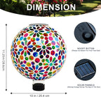 VOREEN 10" Mosaic Glass Gazing Ball with Solar Light, Outdoor Solar Gazing Globe, Handmade IP44 Waterproof Garden Decor Sphere for Patio Yard, Ideal Gift for Mom Wife Friend, Colorful Daisy Design