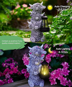 Solar Highland Cow Outdoor Decor:Garden Statue Outside Lantern Ornaments for Yard Lawn Patio Porch- Unique Gifts for Mom Women Grandma(Grey)
