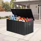 Domi 190-Gallon Outdoor Storage Box – Waterproof, Lockable Storage Cabinet for Patio Furniture, Garden Tools & Pool Supplies – Large Metal Storage for Cushions, Toys & More