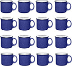 Set of 16 Ceramic Campfire Mugs – 15 Oz, Cobalt Blue – Coffee & Tea Cups for Home, Work, Travel, Camping – Customizable, Great for DIY, Events, Companies