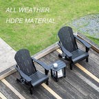 nalone Folding Adirondack Chairs Set of 2 with Cushions and Cup Holder, HDPE Plastic Oversized Patio Chair Weather Resistant, Used in Outdoor, Fire Pit, Deck, Garden, Campfire Chairs (Black)