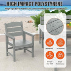 6-Piece HIPS Patio Dining Set, Outdoor Dining Table and Chairs Set with Umbrella Hole, Weatherproof Dining Table Set for 6 Person, Patio Furniture Set for Outside Deck, Grey