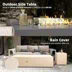UPHA 56-inch Outdoor Propane Gas Fire Pit Table 50000 BTU Concrete Rectangle FirePit for Outside Patio with Propane Tank Cover, Wind Guad, Lava Rocks, Rain Cover, Grey