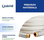 Featherweight EVO Lightweight Fabric Garden Water Hose for Outdoors, Yard, Kink-Resistant, Flexible, Weighs 5 Pounds, 200 PSI Working Pressure, 800 PSI Burst Pressure, 50 ft Long, White