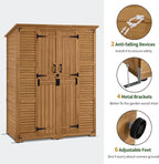 Macrout Large Outdoor Storage Cabinet with 6 Shelves (4.8 x 2.2 x 6.5 ft), Outside Storage Shed with Lock, Wooden Garden Shed for Yard Patio Lawn, 1738 (Natural)