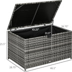 Outsunny 113 Gallon Deck Box, Rattan Outdoor Storage Box, Waterproof Storage Container for Indoor, Patio Furniture Cushions, Pool Supplies, Garden Tools, Dark Gray