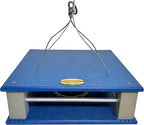 DutchCrafters Poly Gilbertson Large Covered Blue Bird Feeders for Outdoors Hanging, Bluebird Feeder for Mealworms - Amish USA Made (Bright Blue & Light Gray)