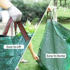 2-Pack 72 Gallons Leaf Bags, Reusable Yard Waste Bags, Heavy Duty Upright Lawn Bags with 4 Handles for Garden Leaves and Waste Collection, Lightweight Portable Yard Trash Bag