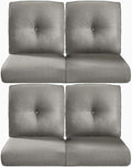 Pop 22x25/22x24 Outdoor Chair Cushions Set of 4 - Heavy Duty High Back Replacement Zippered Cushion for Patio Furniture Set Dining Rocking Chairs Loveseat L-Shape Sofa - Grey/Button