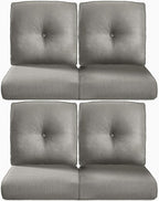 Pop 22x25/22x24 Outdoor Chair Cushions Set of 4 - Heavy Duty High Back Replacement Zippered Cushion for Patio Furniture Set Dining Rocking Chairs Loveseat L-Shape Sofa - Grey/Button