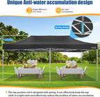 HOTEEL 10x20 Pop up Canopy Tent for Parties, Heavy Duty Easy Setup Tent Without Sidewalls, Outdoor Commercial Instant Gazebo for Wedding Event, with Roller Bag & Sand Bags, Black(Hexagonal Frame)