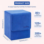 Magic Card Deck Box for MTG Single Deck Card Box fits 100+ TCG Sleeved Cards Soft Leather Card Box Top loading Card Boxes Magic Gift for MTG TCG CCG (Vertical,Dark Blue)