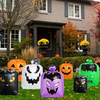 Qilery 24 Pcs Halloween Leaf Lawn Bags Plastic Pumpkin Trash Bags for Leaves with Twist Ties for Halloween Yard Garden Outdoor Party Favors Decorations
