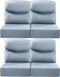 Luxury 24x24x6 Inch Smile Patio Dining Chair Cushions Set of 4 - Heavy Duty Water Slashproof Outdoor Seat Cushion for Outside Furniture Swivel Chairs Loveseat L-Shape Sofa - Baby Blue