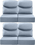 Luxury 24x24x6 Inch Smile Patio Dining Chair Cushions Set of 4 - Heavy Duty Water Slashproof Outdoor Seat Cushion for Outside Furniture Swivel Chairs Loveseat L-Shape Sofa - Baby Blue
