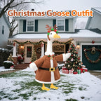 Christmas Porch Goose Outfit for Large 23" High Cement or Plastic Goose Statue, Yard Goose Cloths with Deer Antler Headband, Bell Bow Tie Decor for Outdoor Lawn Gaden Patio
