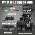 Professional 4200PSI 4GPM 212CC Gas Pressure Washer, 7.0 HP Commercial Gas Power Washer with 3L Foam Bottle 10" Wheels 5 Nozzles 33FT Hose for Home Car Fence Driveway (EPA/CARB/ETL Compliant) 77LBS