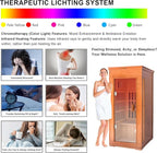 Far Infrared Home Sauna 1 Person, 1000W 110V Dry Indoor Sauna Okume Wood with 4 Heating Panels, Bluetooth Speaker, LED Lights and Glass Door, Room: 37.8 x 30.3 x 65.4 inches