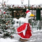 Christmas Mrs. Claus Goose Outfit Dresses Clothes for 23" High Cement or Plastic Goose Lawn Clothing Porch Garden Costume for Yard Outdoor Patio Statue Xmas Santa Holiday Decor