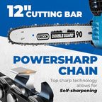 Dong Cheng 12 Inch Brushless Cordless Chainsaw, 20V Battery Powered with 2×4000mAh Batteries, 12m/s Chain Speed, Tool-Free Tensioning, Auto Oiler & Chain Brake, Ideal for Wood Cutting & Tree Trimming