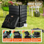 VEVOR 5-Tray Composter, 50L Worm Compost Bin - Indoor/Outdoor Worm Farm Kit for Food Waste Recycling, Vermicomposting & Vermiculture