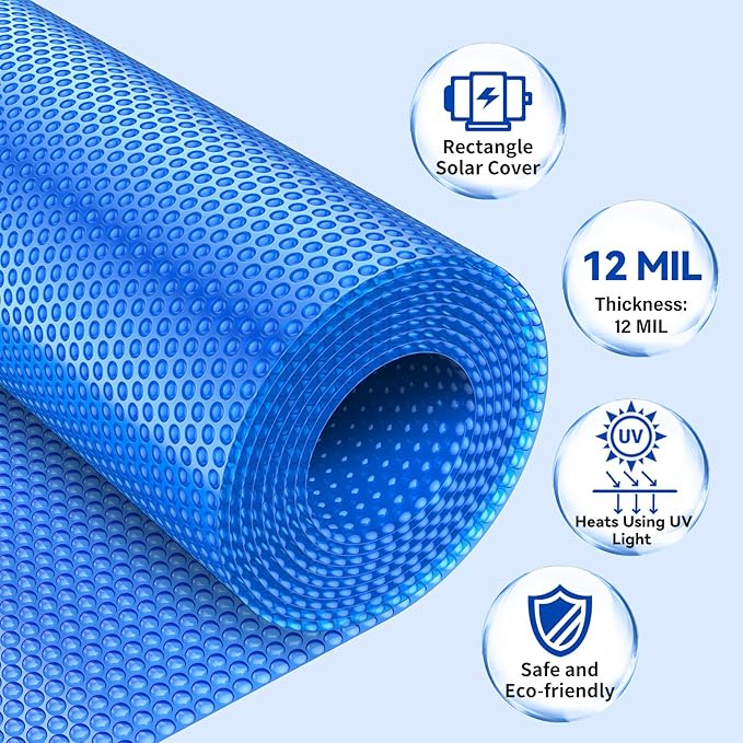 BigXwell Solar Pool Cover, 12Mil Round 15 Foot for Above-Ground and In-Ground Pools, 1200Series (Round 15 FT)