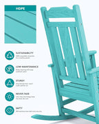 SERWALL Outdoor Rocking Chair Set of 6, Patio Rocking Chair Sets, HDPE Rocking Chair for Adults, Aruba