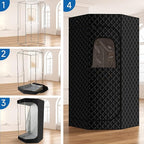 Portable Steam Sauna, Steam Sauna Tent Full Body Personal Sauna Room with 3L 1500W Steam Generator, Remote Control, Remote Control, 9 Levels Heat, 90 Mins Timer,Foldable Chair,Black
