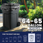 Plasticplace 64-65 Gallon Trash Can Liners for Toter │ 3.0 Mil │ Black Heavy Duty Garbage Bags │ 50” x 60” (25 Count),W65LDBTL3