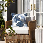 LVTXIII Outdoor Throw Pillows, Decorative Throw Pillows with Inserts, 16"x16" Square Pillows for Bed, Couch, Sofa and Patio Furniture, Set of 2, Monstera Blue