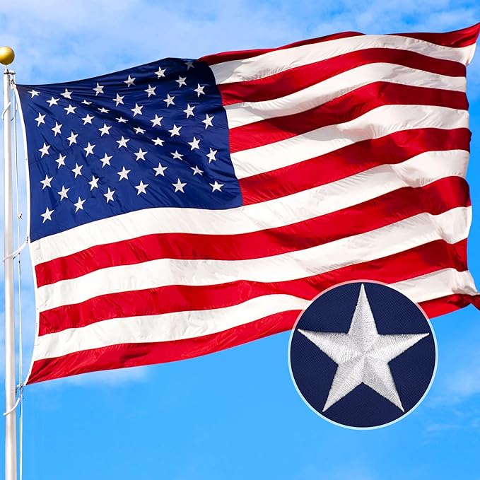 XIFAN Premium American Flag 8x12 Outdoor, Heavy Duty 420D Tough Polyester, Long Lasting US Flags for High Wind Outside with Embroidered Stars, Sewn Stripes, 3 Brass Grommets