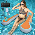 Inflatable Floating Chair Pool Lounger Float for Adults with Cup Holder, Floating Chair with Non-Slip EVA Pad Storage Bag for Pool, Lake, River, Party, Beach, 48 X 45 Inch