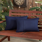 Greendale Home Fashions Sunbrella 21" x 14" Rectangle Outdoor Throw Pillow with Removable Cover (Set of 2), Canvas Navy 2 Count