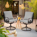 MELLCOM Patio Swivel Chair Set of 2, Heavy Duty Outdoor Dining Chairs with Thickened Cushions, Metal Patio Chairs Gentle Rocker for Outside, Garden Lawn & Porch, Backyard, Grey
