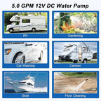 5.0 GPM 12V DC 55 PSI Revolution Water Pump with Pressure Switch Compatible with Camper, RV, Shower, Sprayer