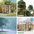 6x10 FT Greenhouse, Greenhouse for Outdoors, Polycarbonate Greenhouses with Quick Setup, Aluminum Frame and Roof Vent, Lockable Door for Backyard, Green Houses for Outside Garden Backyard, Patio