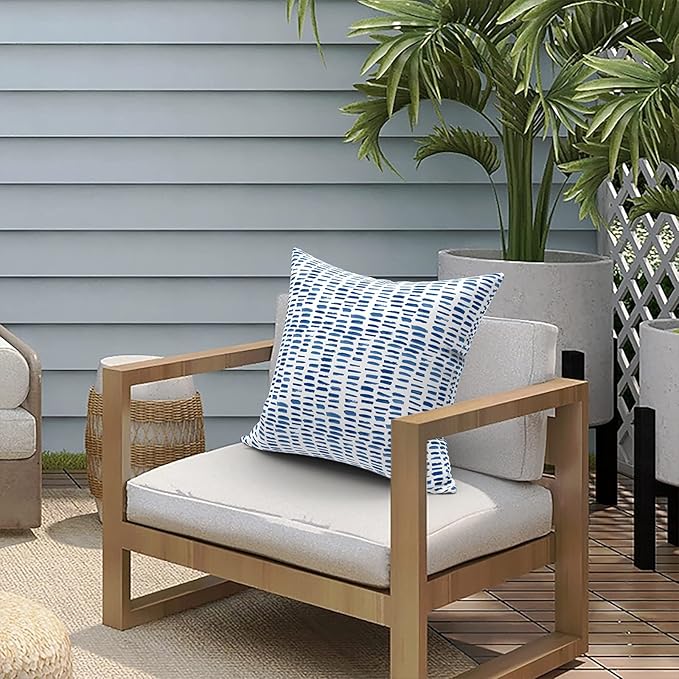 LVTXIII Outdoor Pillow Covers ONLY, Square Throw Pillow Covers, Modern Cushion Cases for Sofa Patio Couch Decoration 18 x 18 Inch, Pack of 2, Pebble Blue