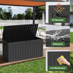 Mars Villa 72 Gallon Deck Box, Outdoor Storage Box Waterproof, Outside Resin Storage Bin for Patio Furniture Cushions, Pool Supplies, Garden Tools, UV-Resistant and Weatherproof, with 4 Wheels, Black