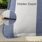 Decorative Outdoor Water Repellent Throw Pillows with Inserts, Set of 4, 20" x12" Pillows for Patio, Backyard, Bed, Couch, and Patio Furniture, Navy Stripe