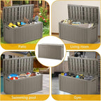 200 Gallon Deck Box, Resin Outdoor Indoor Waterproof Storage Box, Lockable Storage Box With Handle for Patio Furniture - Garden Tools - Swimming Pool Tools UV-Resistant, Grey