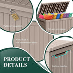 230 Gallon Outdoor Storage Box – Resin Deck Box with Lockable Lid, Waterproof Patio Furniture Storage for Tools, Garden & Yard Organization